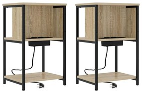 Éjjeliszekrény 2 pcs sonoma tölgy 38 x 31 x 61 cm Faanyag