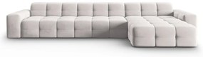 Világosszürke bársony sarokkanapé (jobb oldali) Kendal – Micadoni Home