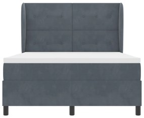 Ágykeret Mattress-szel - Sötétszürke - 140x200 cm - Bársonyos