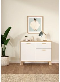 Fehér-natúr színű komód tölgyfa dekorral 99x73x39 cm Ikast – Tvilum