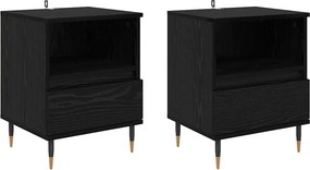 vidaXL Éjjeliszekrény 2 pcs Fekete tölgy 40 x 35 x 50 cm Faanyag