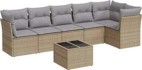 vidaXL 7 részes bézs polyrattan kerti ülőgarnitúra párnákkal