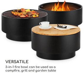 Blumfeldt Pompeji, tűzrakóhely és grill, Ø60cm, acél