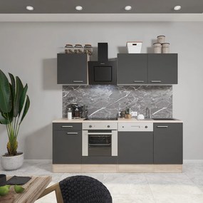 Yorki 220 konyhabútor sonoma tölgy korpusz,selyemfényű antracit fronttal alsó sütős elemmel