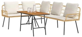 vidaXL Kerti Kanapé Szett 2 pcs Bézs polirattan