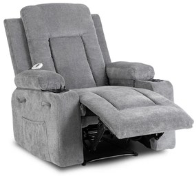 Elektromosan Vezérelhető Masszázsfunkciós Relaxfotel Sötétszürke Szövet Kárpittal. BOX 2