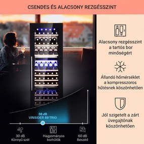 Klarstein Vinsider 89 Trio, beépített borhűtő, 5 - 18 °C, érintőképernyős vezérlőpanel, fa polcok