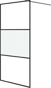 vidaXL fekete selyemmatt ESG üveg zuhanyfal 100 x 195 cm