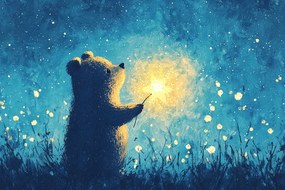 Fotótapéta Flizelina Gyerekek Éjszaka Ég Csillagok Mackó Álom 416x254 ragasztó