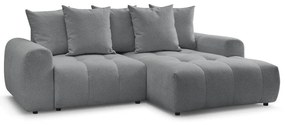 Szürke zsenília kinyitható-tárolóhelyes sarokkanapé (jobb oldali-heverő résszel) Roxelane – Bobochic Paris