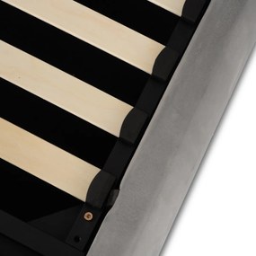 Szürke Bársony Kárpitozott Ágy, Ágyneműtartóval. 140x200 BRISTOL