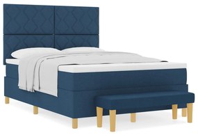 Boxspring ágy matraccal és paddal Kék 140x200 cm Szövet