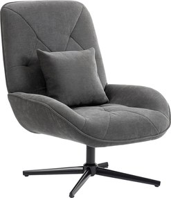 HOMCOM forgószék deréktámasszal, chenille kárpitozás, magas háttámla, fém lábak — sötétszürke | Aosom