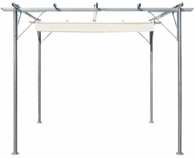 fehér-krémszínű acélpergola behúzható tetővel 3 x 3 m