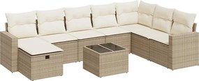 vidaXL 9 részes bézs polyrattan kerti ülőgarnitúra párnákkal