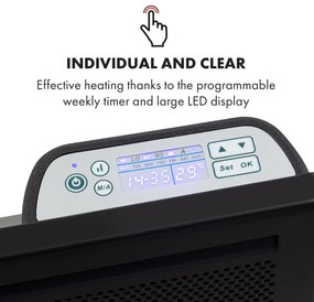 Klarstein Hot Spot Slimcurve Double Wave, konvektor, 2 az 1-ben fűtőtest, 1000 W, heti időzítő, fekete