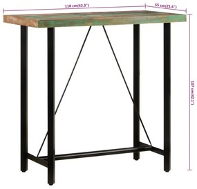 tömör újrahasznosított fa és vas bárasztal 110 x 55 x 107 cm