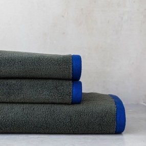 Sötétzöld-kék frottír bio pamut törölköző szett 2 db-os 40x55 cm Soft – Mette Ditmer Denmark