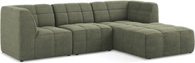 Zöld buklé sarokkanapé (jobb oldali-heverő résszel) Aloha – Makamii