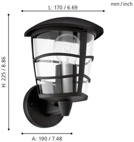 Eglo 93097 - LED Kültéri fali lámpa ALORIA 1xE27/8,5W/230V IP44