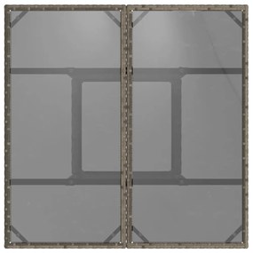 szürke polyrattan üveglapos kerti asztal 80 x 80 x 75 cm