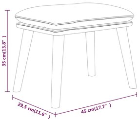 világosszürke szövet lábzsámoly 45 x 29,5 x 35 cm