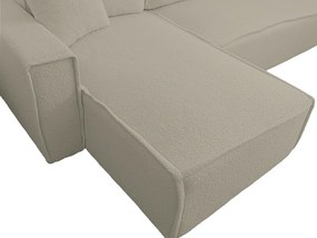 SMART BOUCLE L alakú kihúzható, megfordítható sarokkanapé 232x143 cm, szürkésbézs