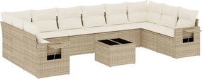 vidaXL 11 részes bézs polyrattan kerti ülőgarnitúra párnákkal