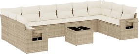 vidaXL 11 részes bézs polyrattan kerti ülőgarnitúra párnákkal