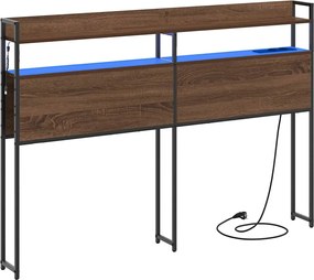 vidaXL Tároló fejtámla polcokkal tárolóval barna tölgy 135 cm Faanyag