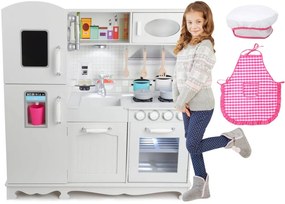 Fából készült játékkonyha gyerekeknek LED világítással, kiegészítőkkel és hangeffektekkel