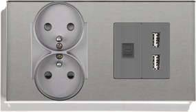 Elektromos Üveg Aljzat Dupla 2F 157mm Internet RJ45 Usb