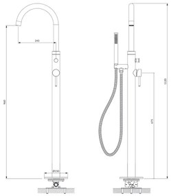 OMNIRES Y1233CR - Szabadon álló fürdőkád szett Y króm fényes