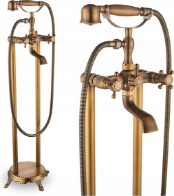 Kádtöltő Csaptelep zuhanyzóval Szabadon álló mozgatható padlókifolyó Arany