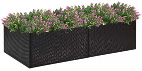 Fekete polyrattan kerti ültetőláda 157 x 80 x 40 cm