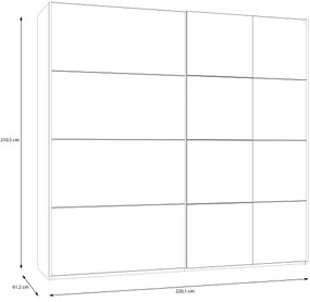 ODEN gardróbszekrény tükörrel 220x210 cm bézs