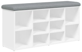 fehér szerelt fa cipőtároló pad 102 x 32 x 50 cm