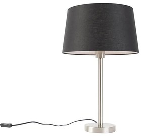 Modern asztali lámpa acélból fekete árnyékolóval 35 cm - Simplo