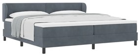 Boxspring Ágy Matraccal Sötétszürke 200x200 cm Velúr
