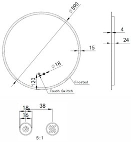 Kerek Led tükör Ø60cm Welland Alpha | Páramentesítő - Fényerő + színhőfok állítás