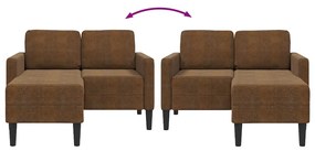 barna műbőr 2 üléses kanapé L-alakú kanapéval 125 cm