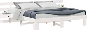 vidaXL Ágykeret fejtámlával Fehér 200 x 200 cm Tömör fenyőfa
