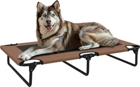 PawHut Magasított Összecsukható Kutyafekhely, Kültéri Kutyáknak Tervezett Kényelmes Lefekvés, Lélegző, Nagy Kutyák Részére, Kávé Oxford 107 x 61 x 20