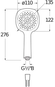 JIKA H3611X30044711 - CUBITO kézi zuhany, fényes króm kivitel