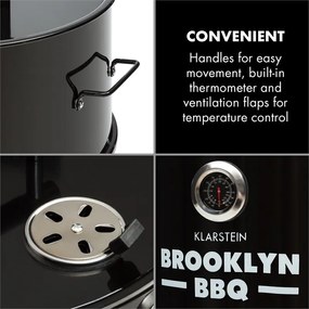 Brooklyn-BBQ, 4-in-1 grillező hordó, Ø 42 cm, acél, porszórt lakkozás