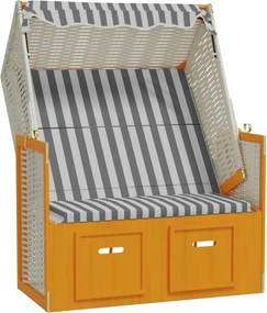 vidaXL fehér és szürke polyrattan és tömör fa strandszék tetővel