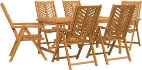 vidaXL Kert étkező szett 7 pcs Barna Tömör Akácfa