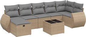 vidaXL 8 részes vegyes bézs polyrattan kerti ülőgarnitúra párnákkal