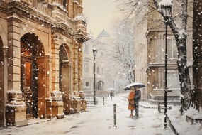 Poszter 60x40cm Téli séta az óvárosban