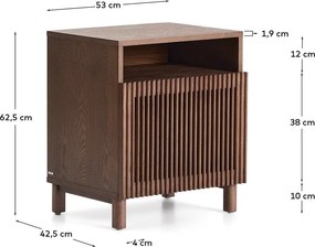 Sötétbarna éjjeliszekrény diófa dekorral Beyla – Kave Home